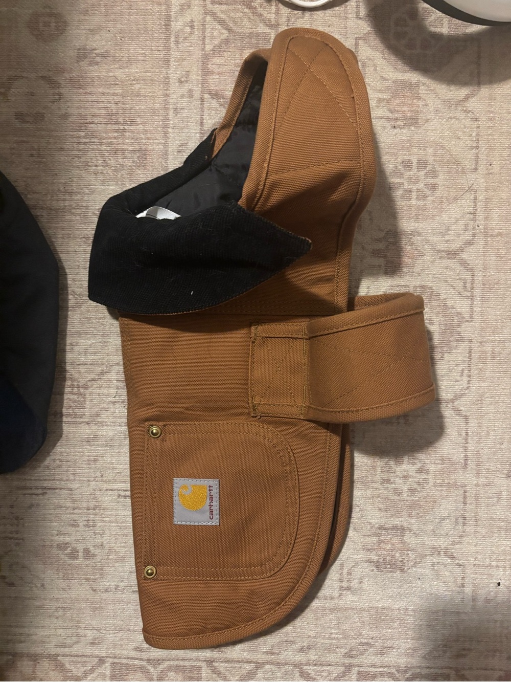Carhartt Tan Canvas Dog Harness Coat with Black Lining